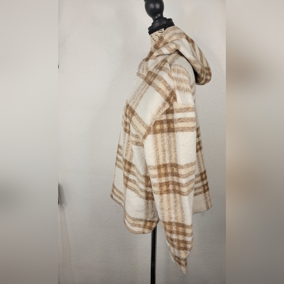 Joie Sweater Sz S Half Zip Flannel Popover Hooded Plaid - Picture 2 of 7